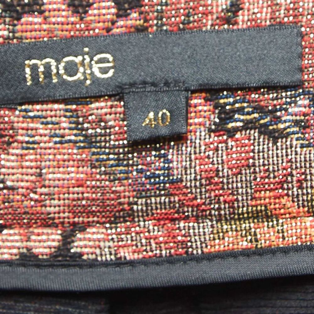 Maje Black Jacquard Lurex Pleated Knee-Length Skirt L - Picture 4 of 5